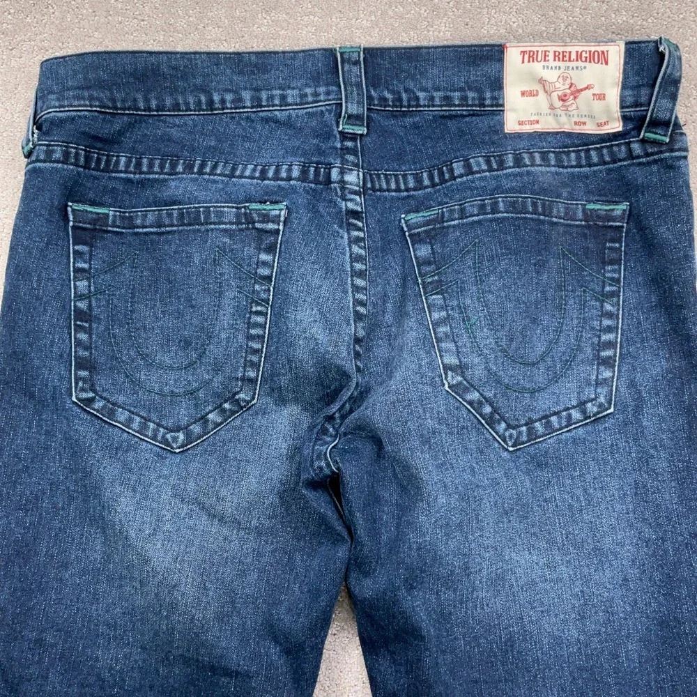True Religion Rocco Jeans Men 38 Blue‎ Relaxed Skinny Dark Wash Denim Metal Rock